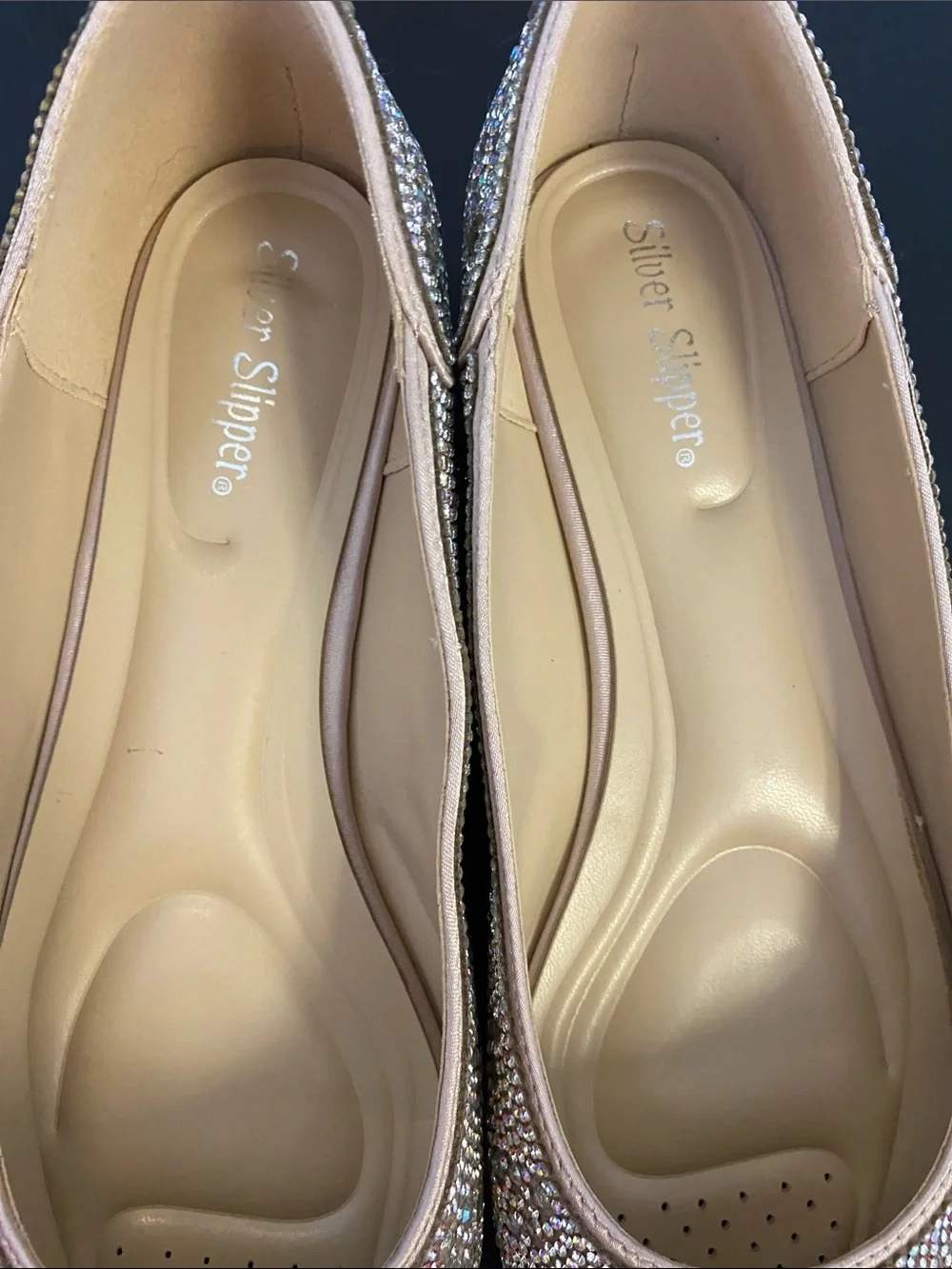 Silver Splendor Rhinestone Pointed Flats in Blush